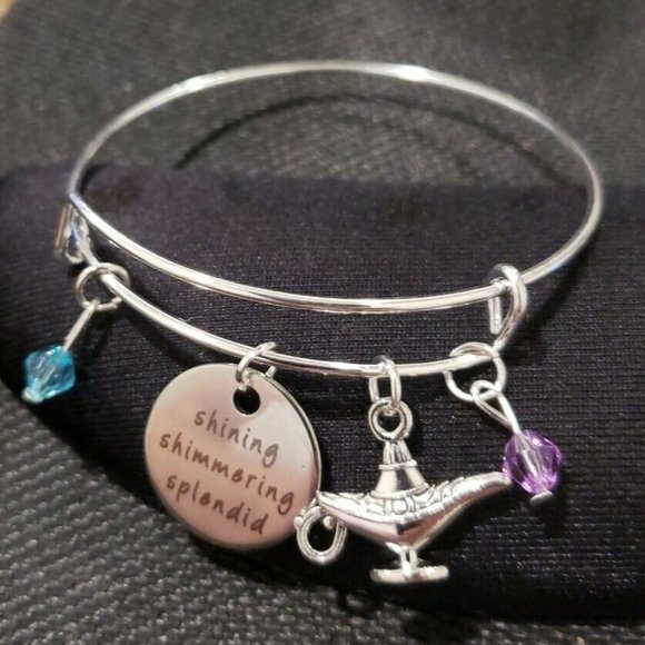 Disney ALADDIN PRINCESS JASMINE Inspired Tibetan Silver Charm Bracelet $60 B01AL - Picture 1 of 6
